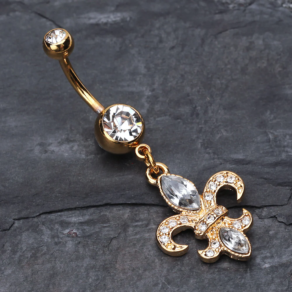 Golden Fleur de Lis Belly Ring - Image 3