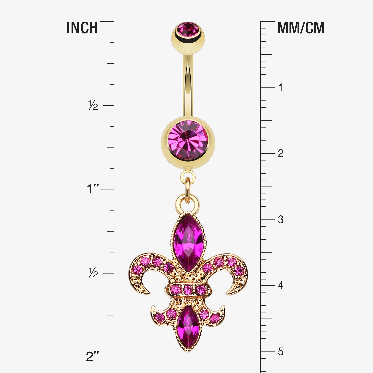 Golden Fleur de Lis Belly Ring - Image 2
