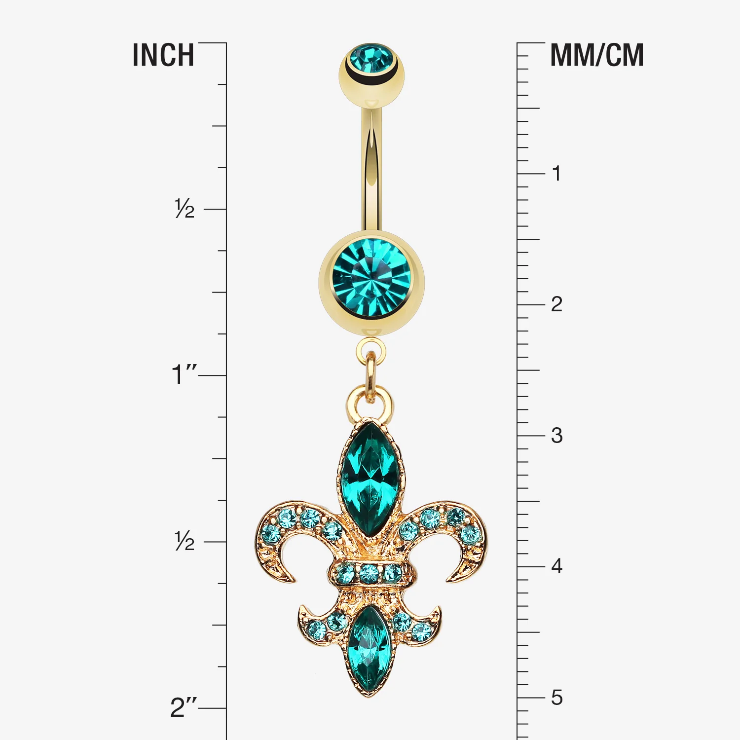 Golden Fleur de Lis Belly Ring - Image 2