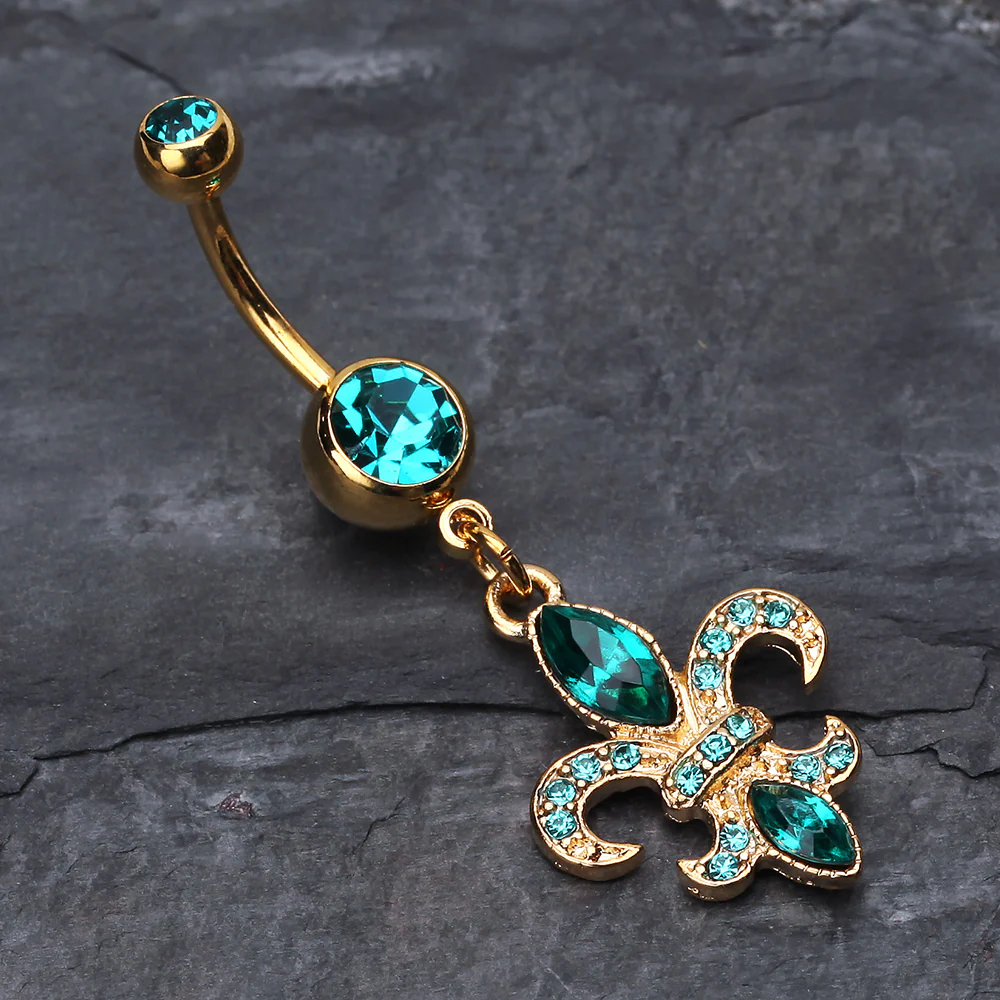 Golden Fleur de Lis Belly Ring - Image 3