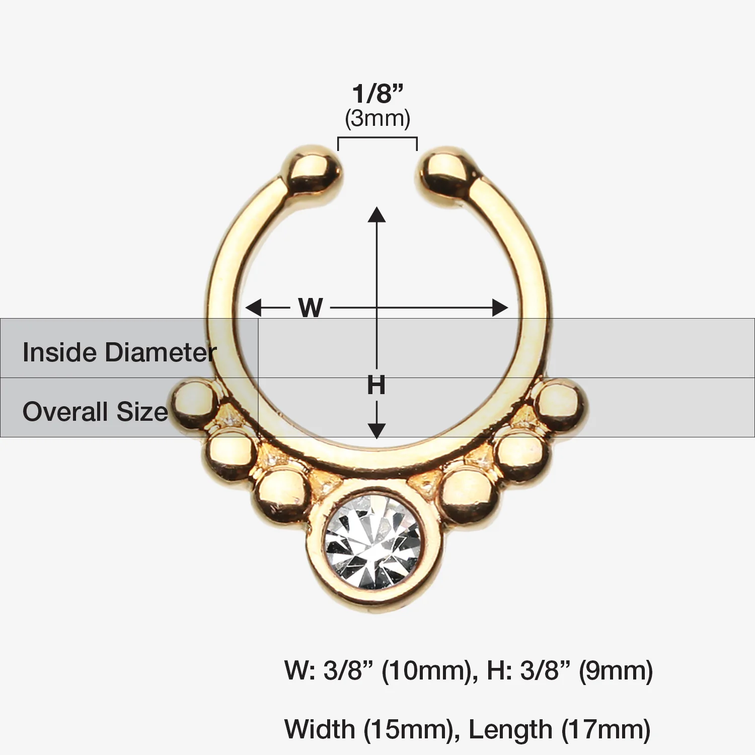 Golden Gem Grandiose Fake Septum Clip-On Ring - Image 2