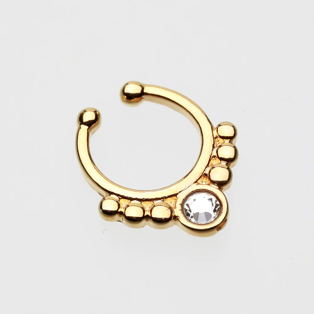 Golden Gem Grandiose Fake Septum Clip-On Ring - Image 3