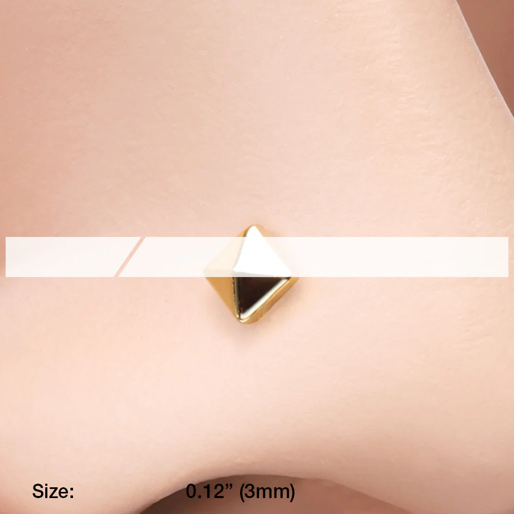 Golden Geo Pyramid L-Shaped Nose Ring - Image 3