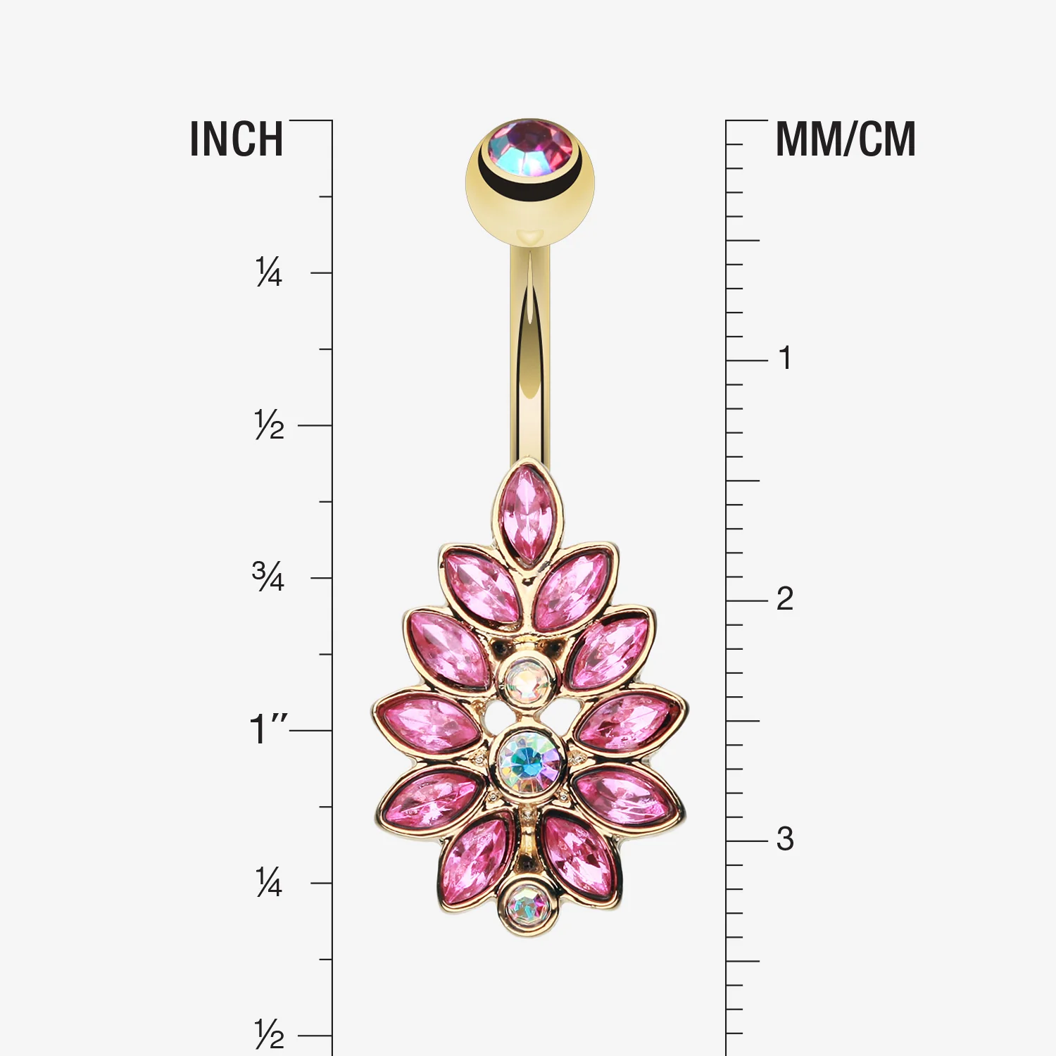 Golden Gisela Leaflet Multi-Gem Belly Button Ring - Image 2