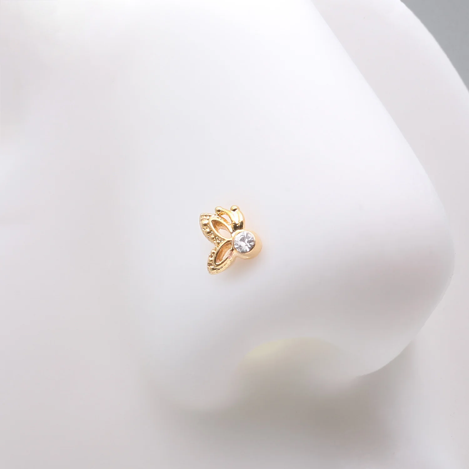 Golden Glam Butterfly Sparkle Nose Stud Ring - Image 2