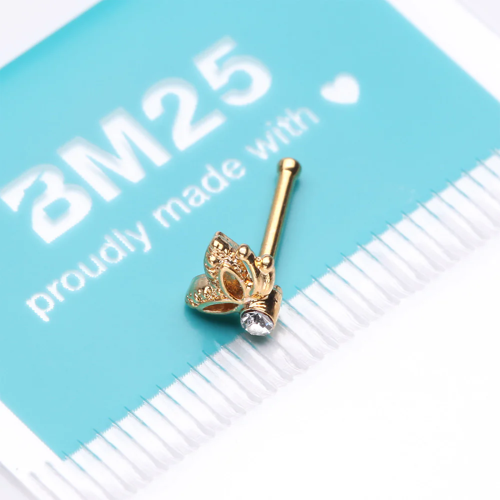 Golden Glam Butterfly Sparkle Nose Stud Ring - Image 4