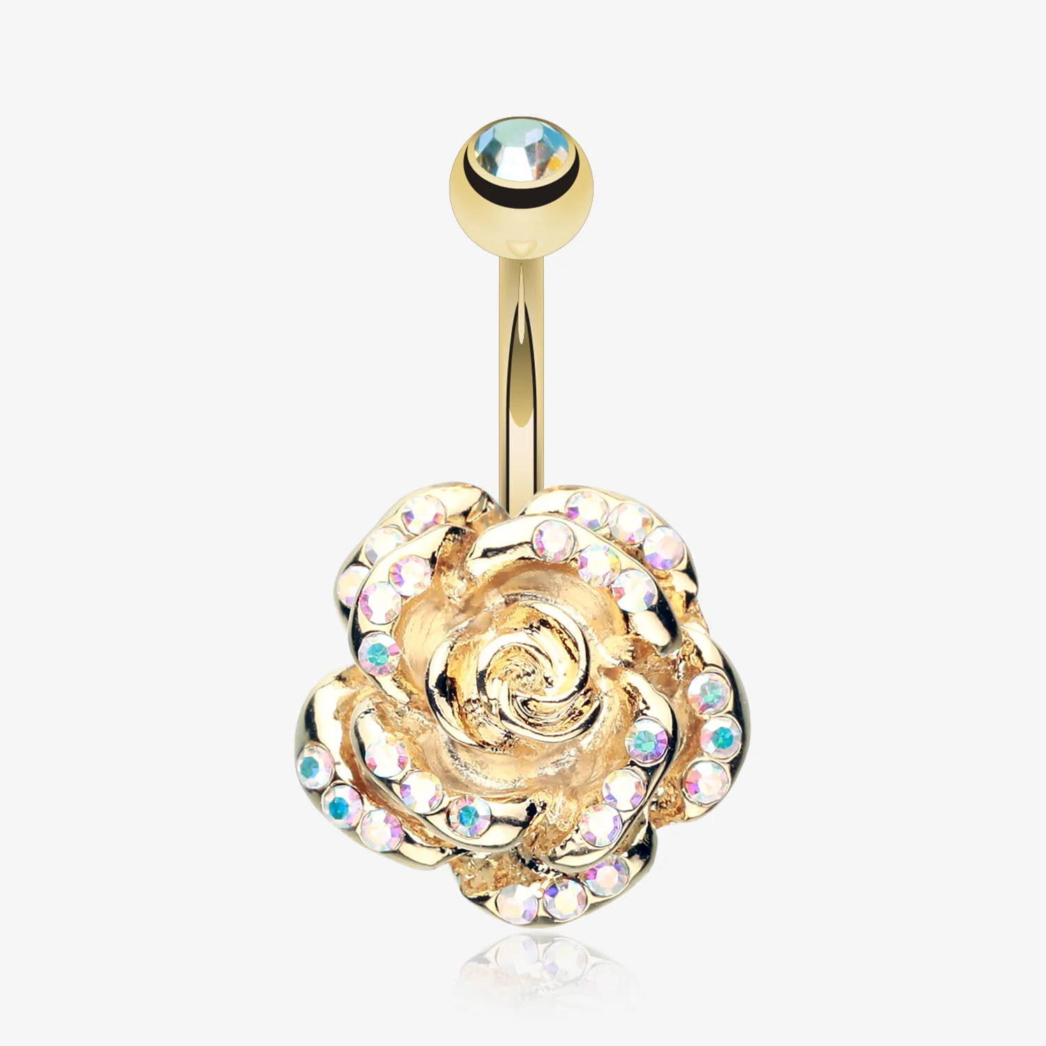 Golden Gleam Rose Belly Button Ring