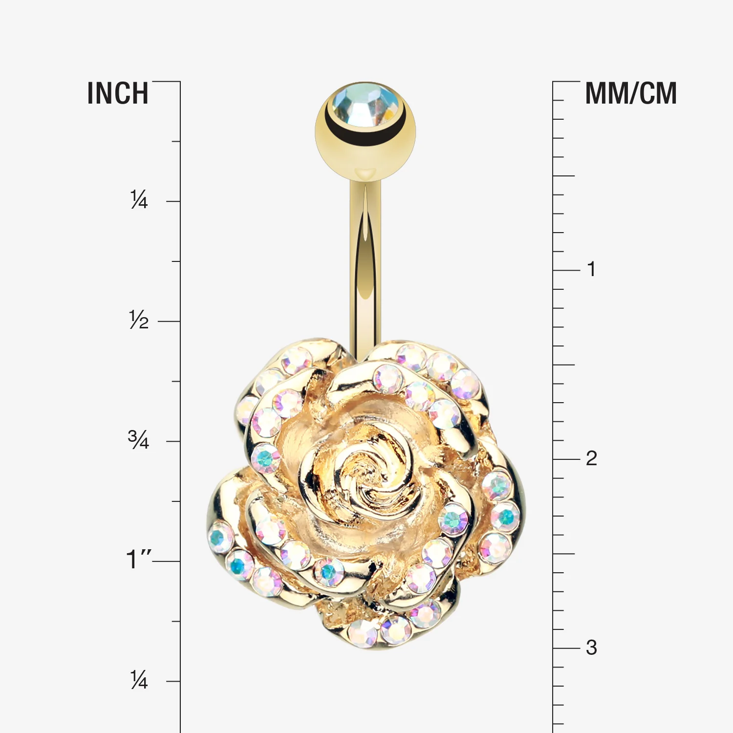 Golden Gleam Rose Belly Button Ring - Image 2