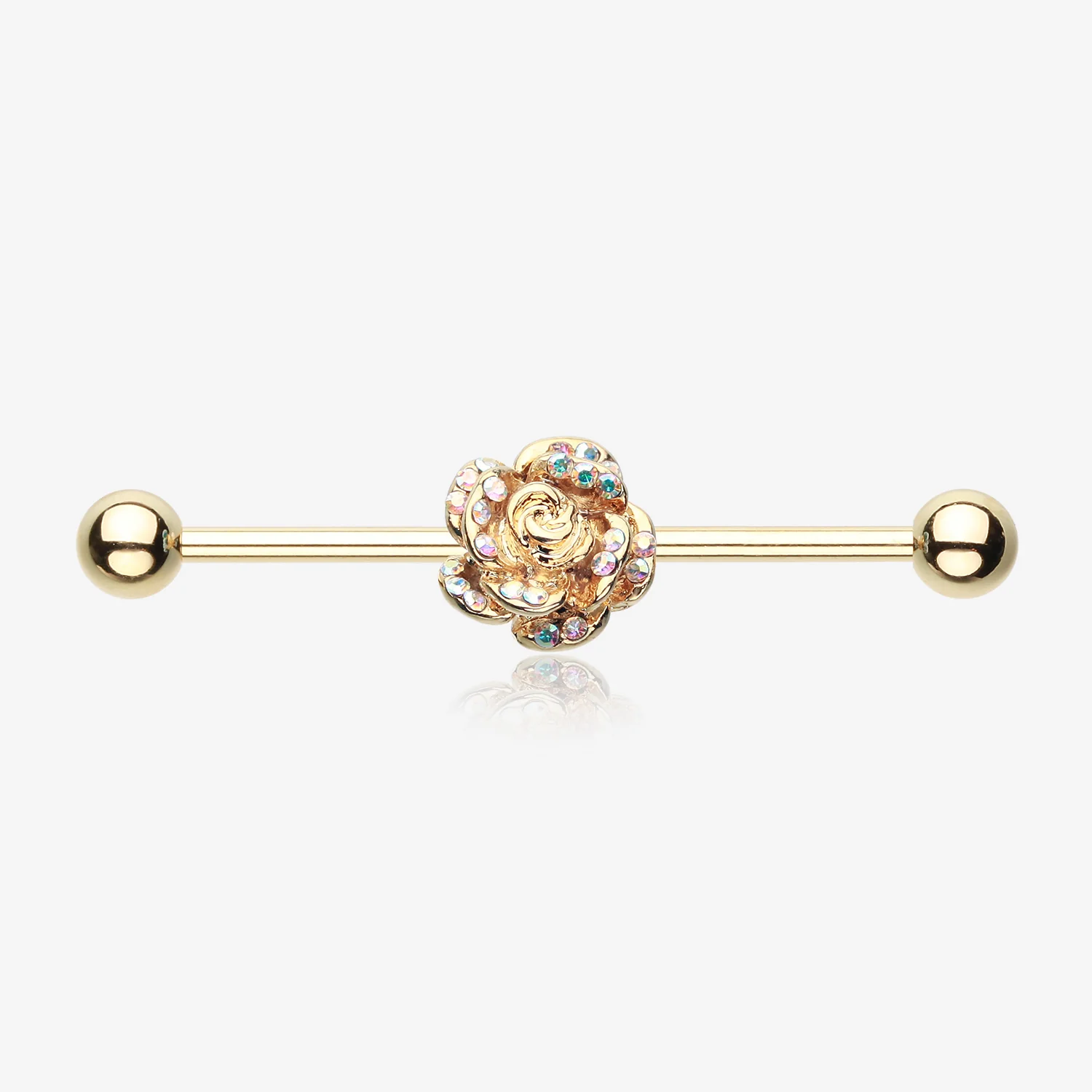 Golden Gleam Rose Blossom Industrial Barbell
