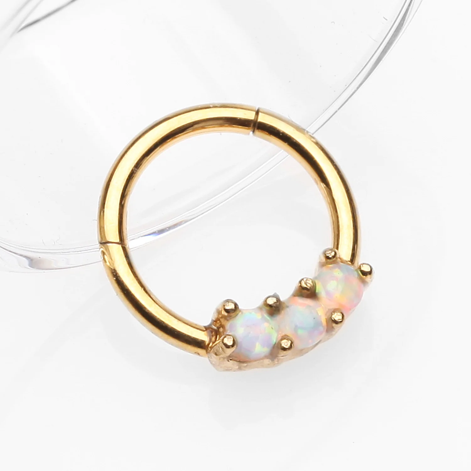 Golden Glistening Fire Opal Sparkle Seamless Clicker Ring - Image 2