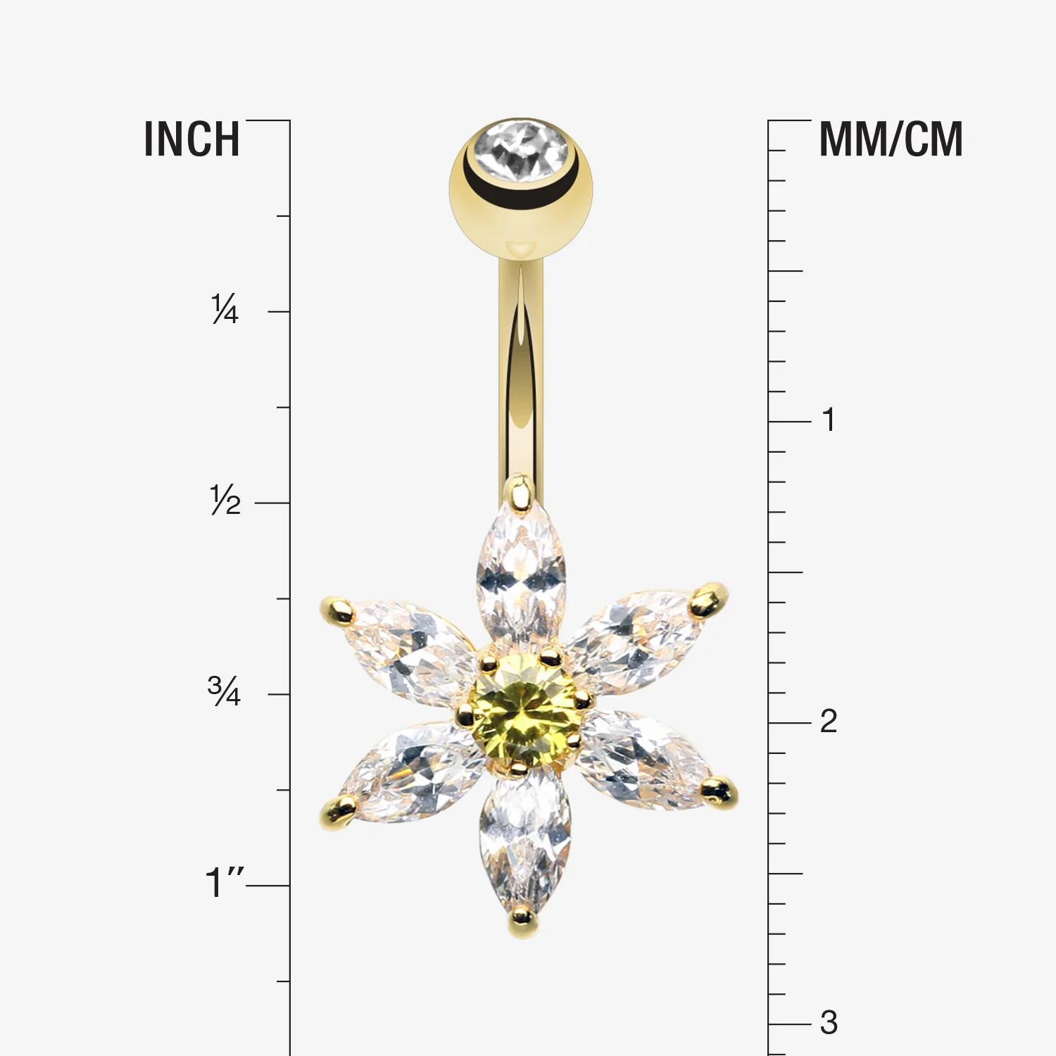 Golden Glistening Flower Bliss Belly Button Ring - Image 2