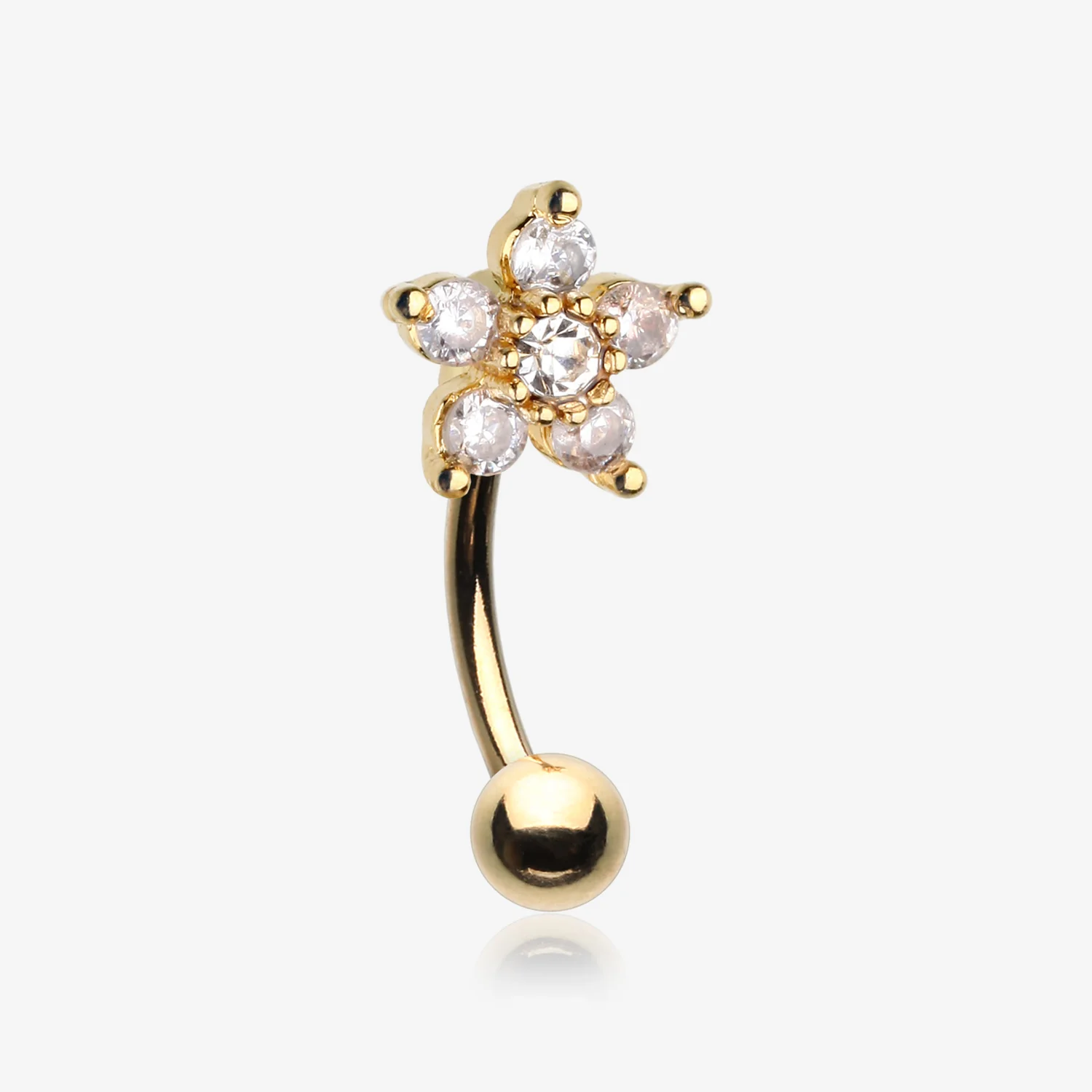 Golden Glistening Flower Sparkle Curved Barbell