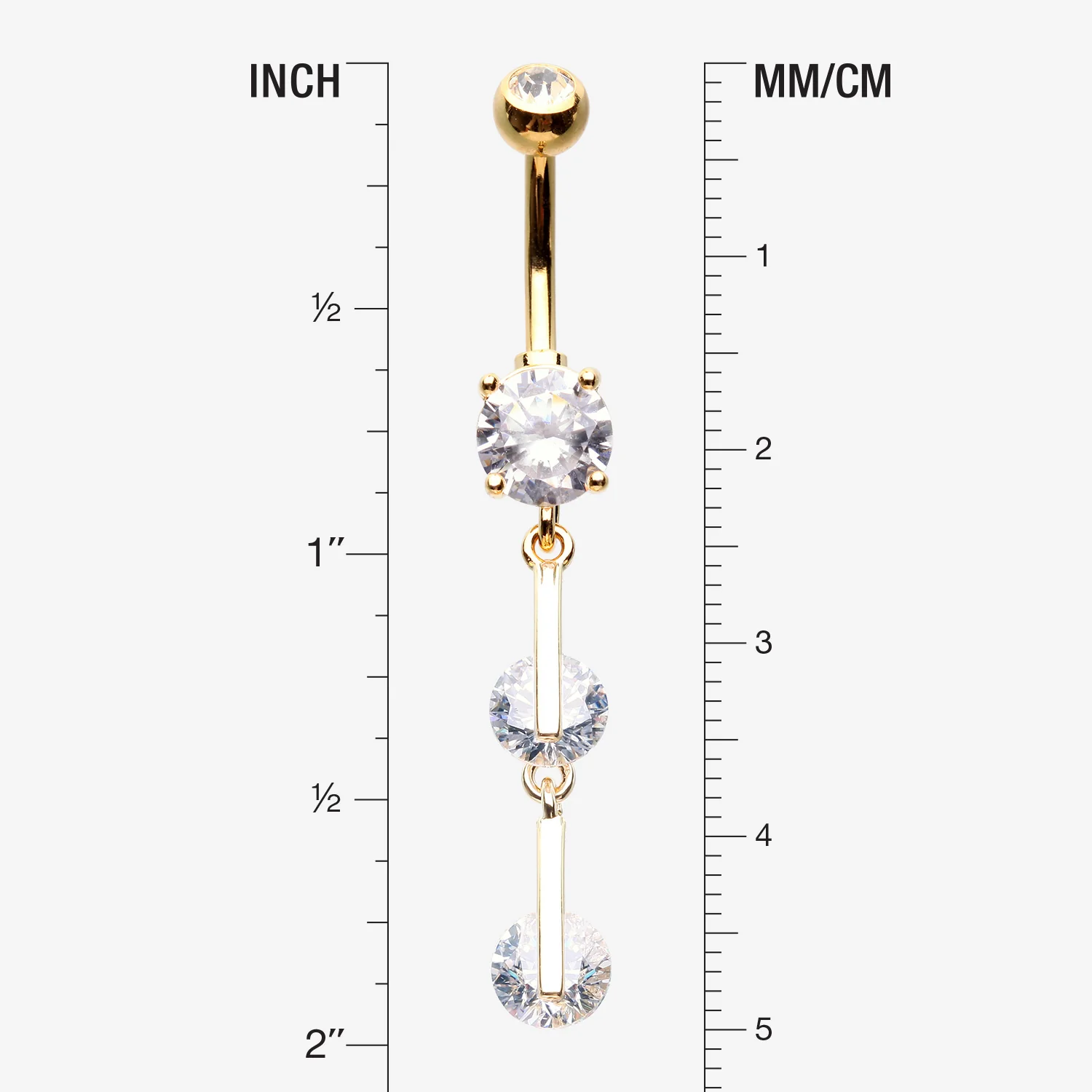 Golden Glistening Sparkle Gem Droplets Belly Button Ring - Image 2