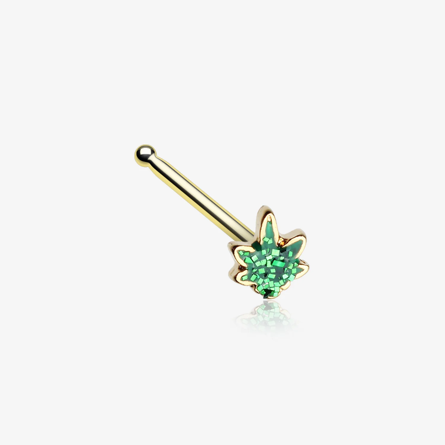 Golden Glitter Sparkle Cannabis Nose Stud Ring