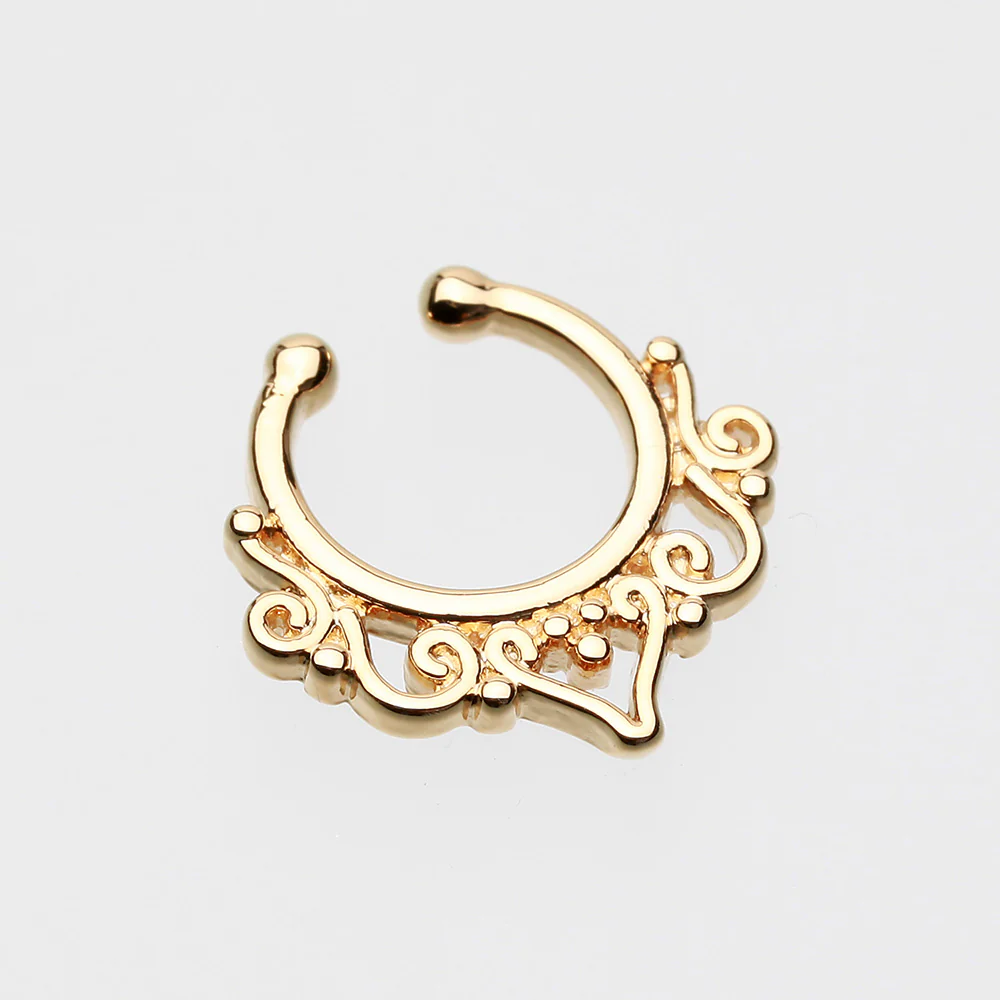 Golden Goddess Filigree Fake Septum Clip-On Ring - Image 3