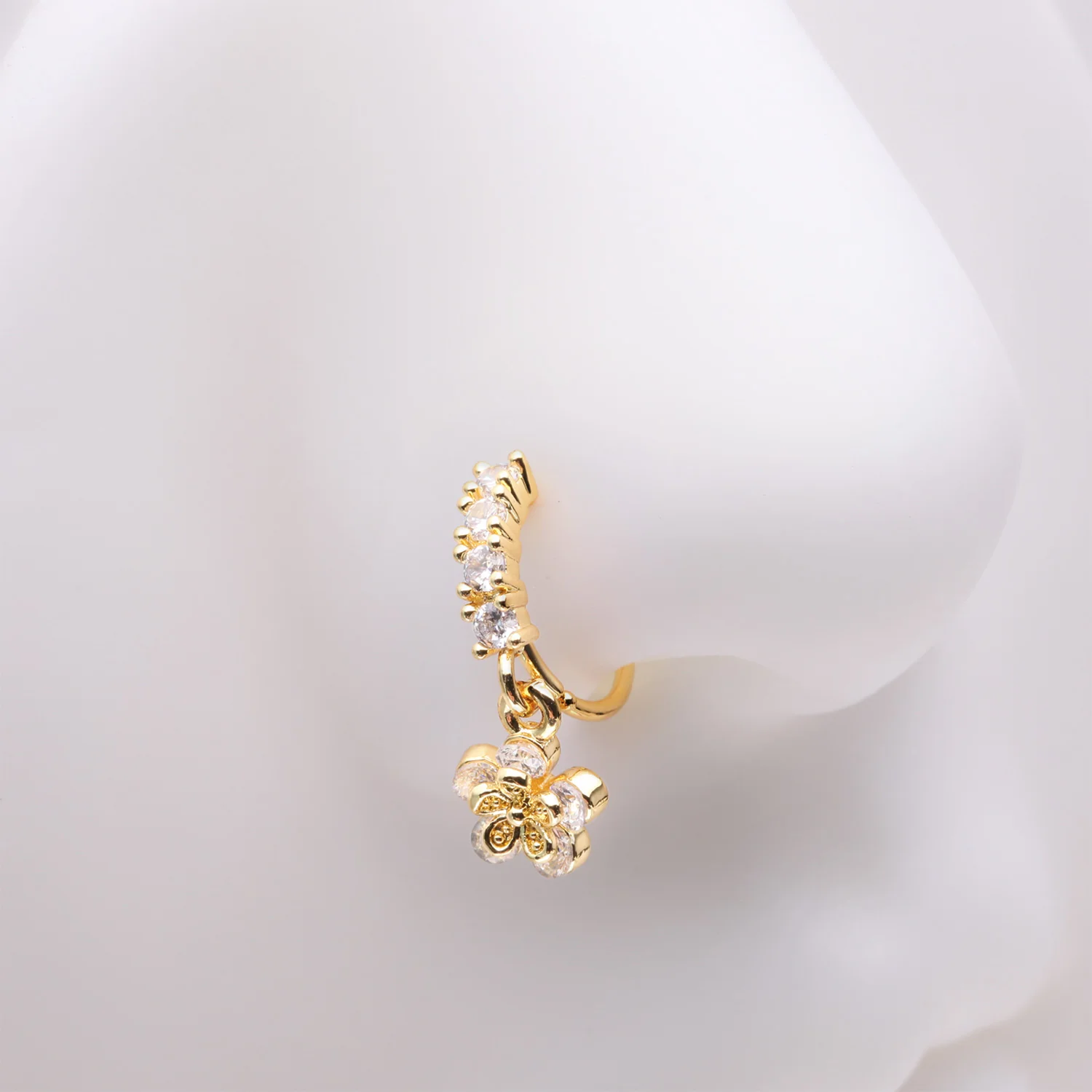 Golden Grand Daisy Flower Sparkle Multi-Gem Lined Bendable Hoop Ring - Image 2