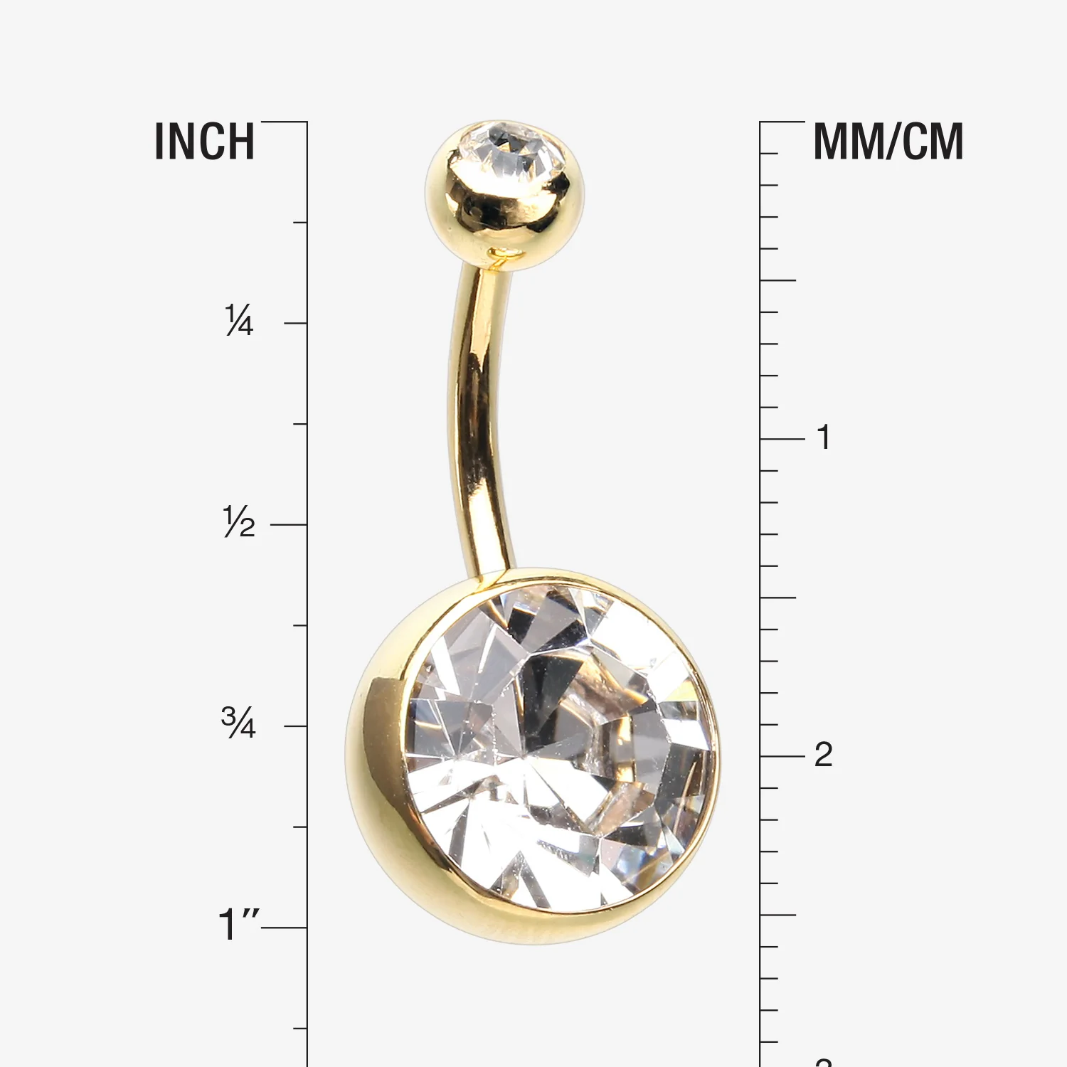 Golden Grand Sparkle Gem Ball Basic Belly Button Ring - Image 2