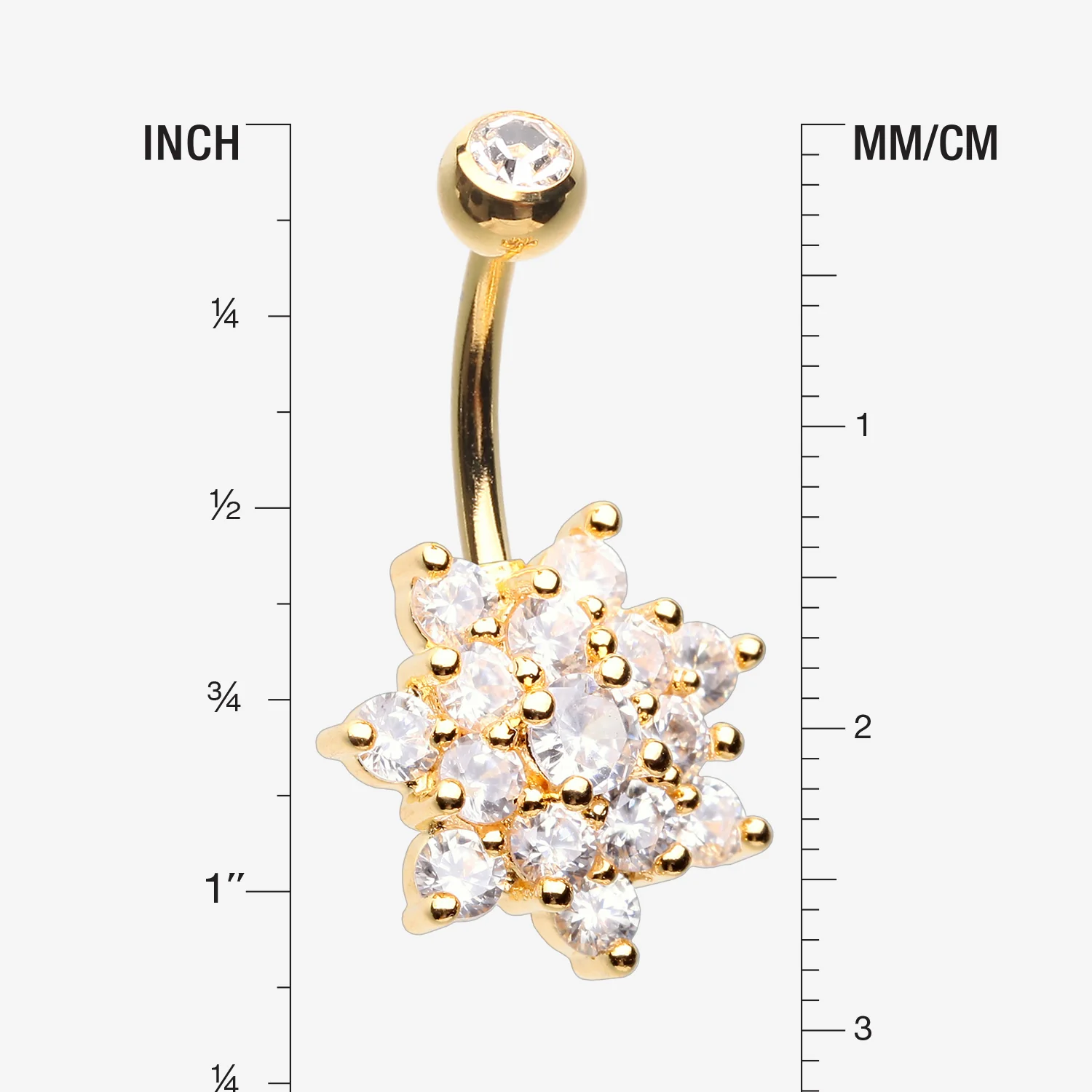 Golden Grand Sparkle Spring Flower Belly Button Ring - Image 2