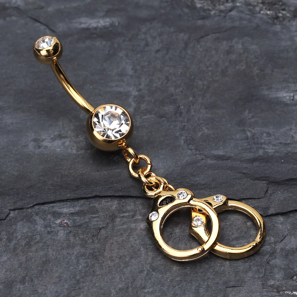 Golden Handcuff Sparkle Belly Ring - Image 3