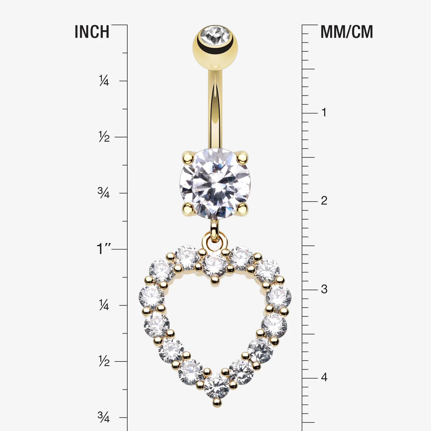 Golden Heart Affection Belly Button Ring - Image 2
