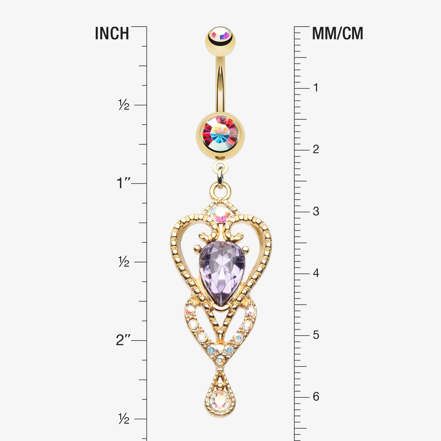 Golden Heart Preciosa Sparkle Belly Button Ring - Image 2
