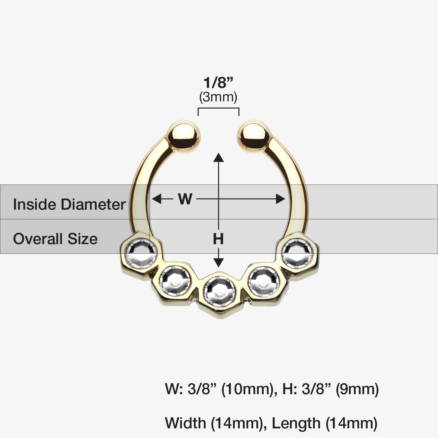Golden Hexa Gemina Sparkle Fake Septum Clip-On Ring - Image 2