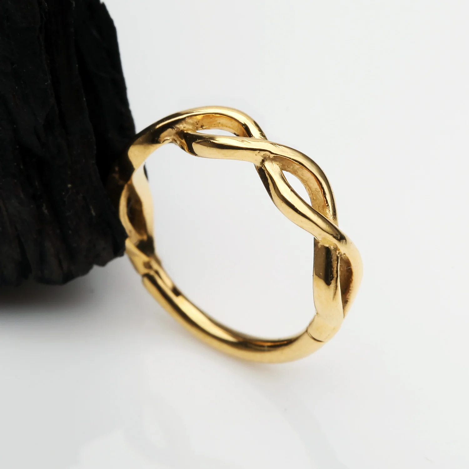 Golden Infinity Loop Steel Seamless Clicker Hoop Ring - Image 2
