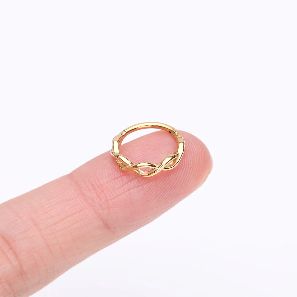 Golden Infinity Loop Steel Seamless Clicker Hoop Ring - Image 3