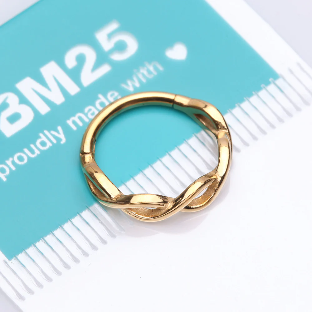 Golden Infinity Loop Steel Seamless Clicker Hoop Ring - Image 4