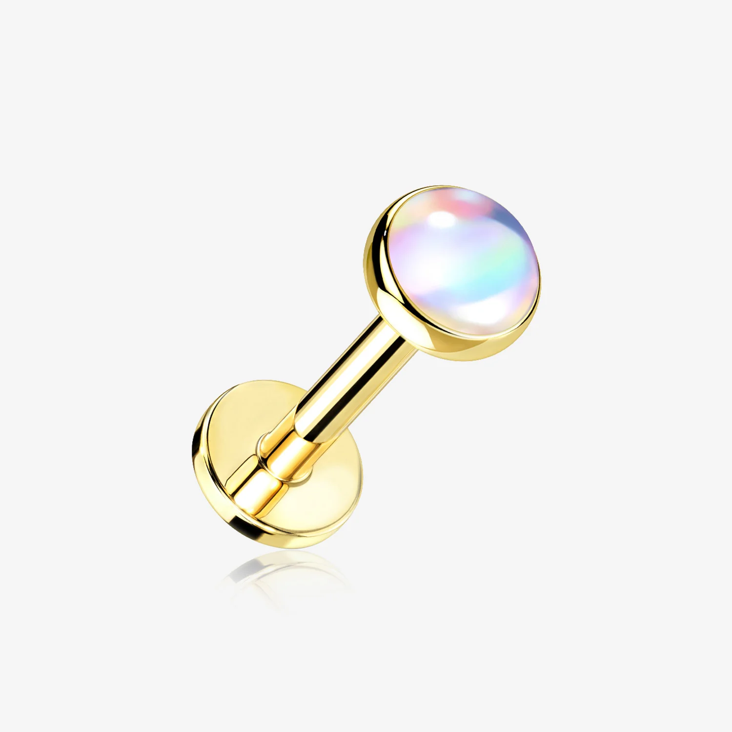 Golden Iridescent Revo Sparkle Top Internally Threaded Steel Flat Back Stud Labret