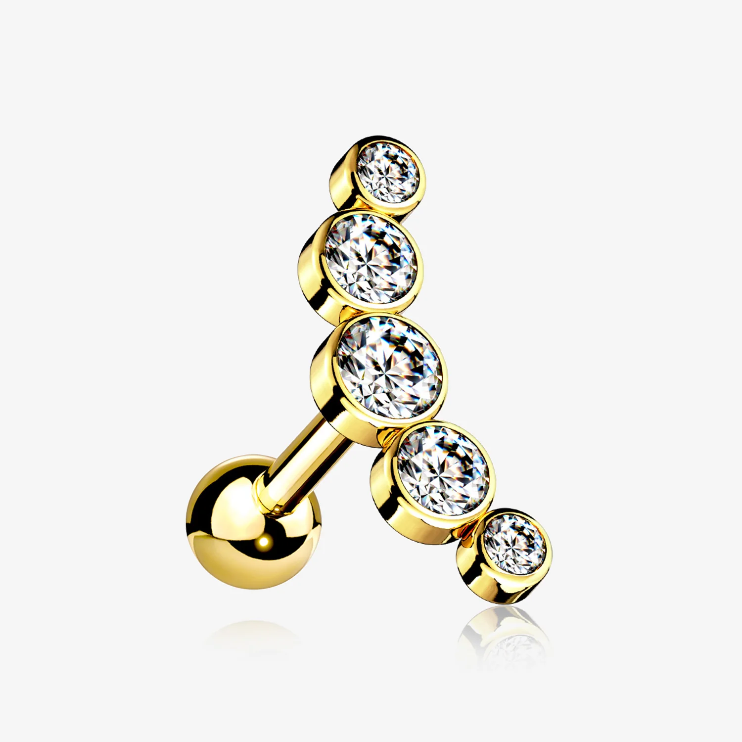 Golden Journey Sparkle Curve Cartilage Tragus Barbell Earring