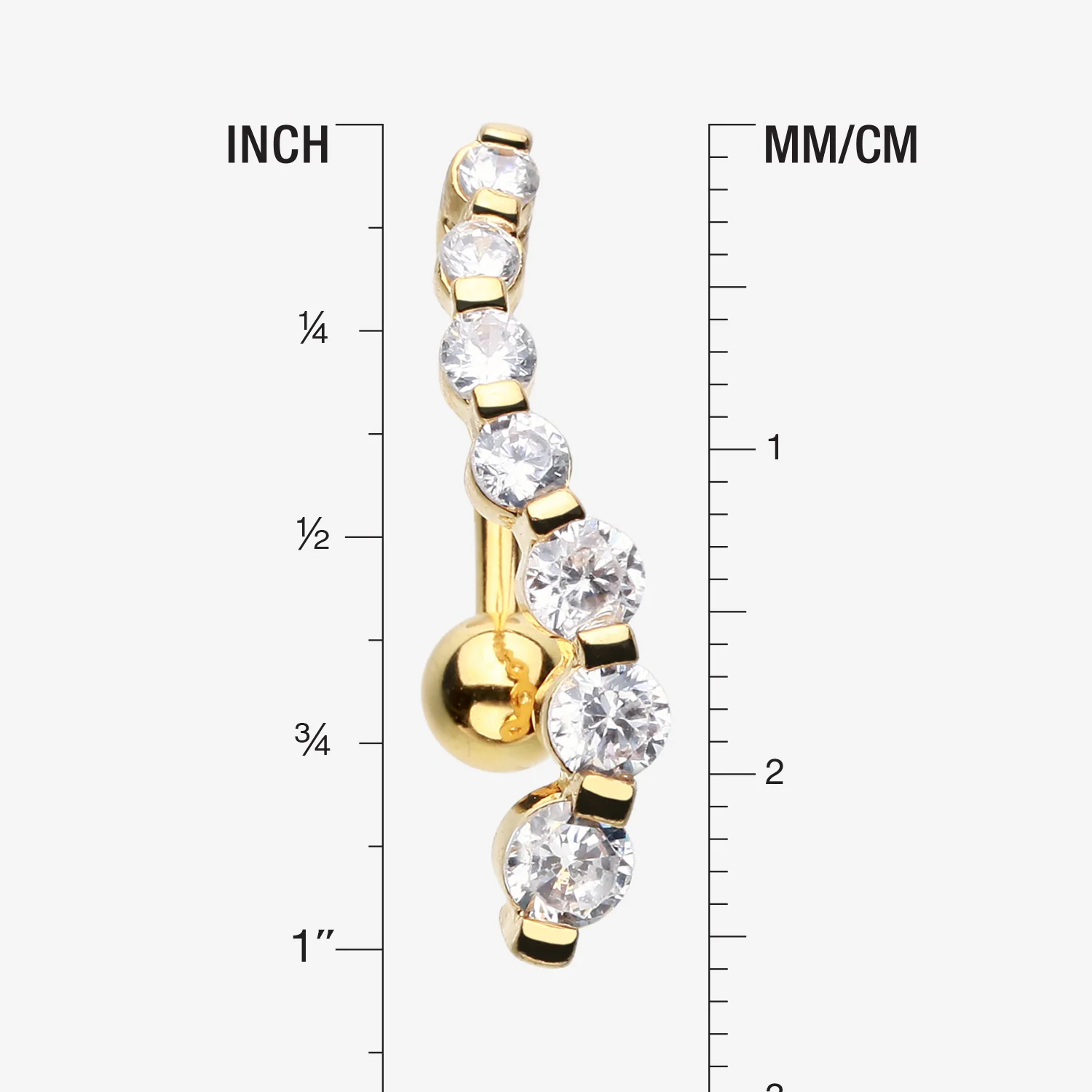 Golden Journey Sparkle Reverse Belly Button Ring - Image 2