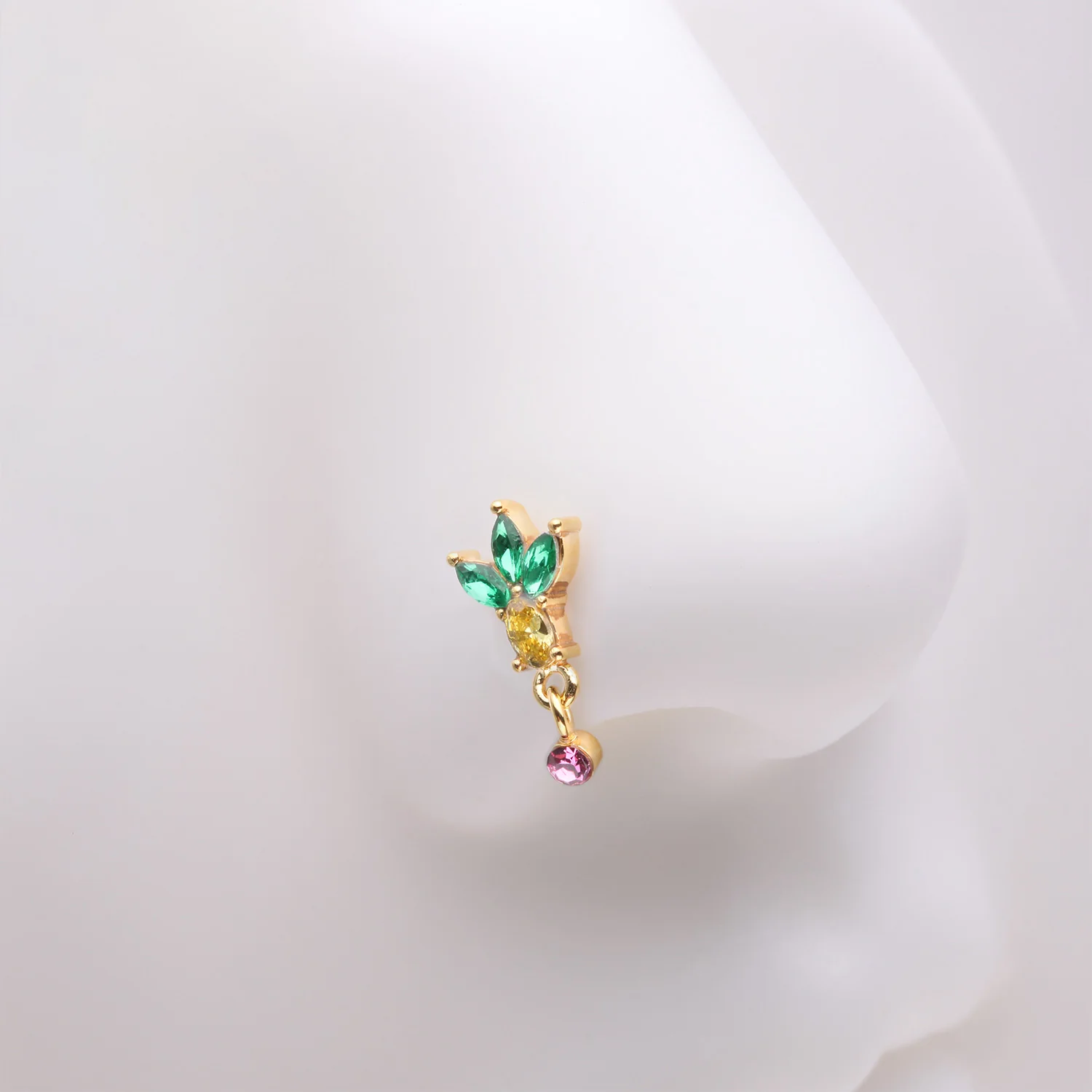Golden Juicy Pineapple Sparkle Nose Stud Ring - Image 2