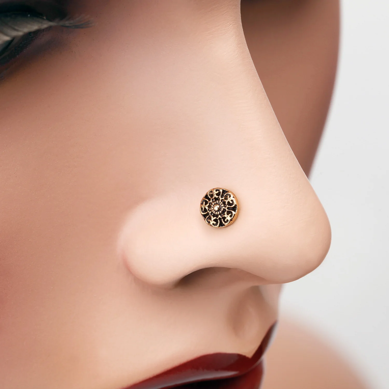 Golden Kali Filigree Icon Nose Stud Ring - Image 2