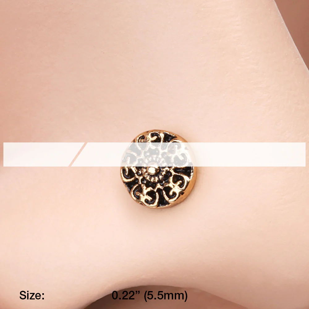 Golden Kali Filigree Icon Nose Stud Ring - Image 3