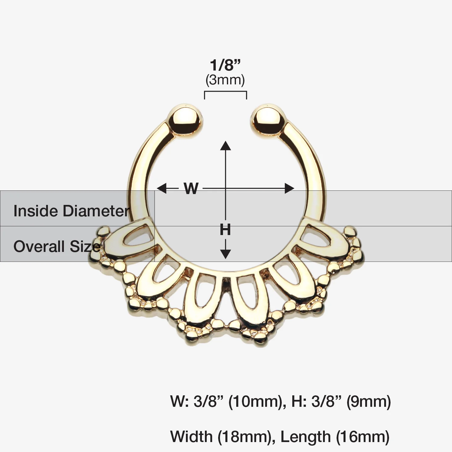 Golden Kaltik Filigree Fake Septum Clip-On Ring - Image 2