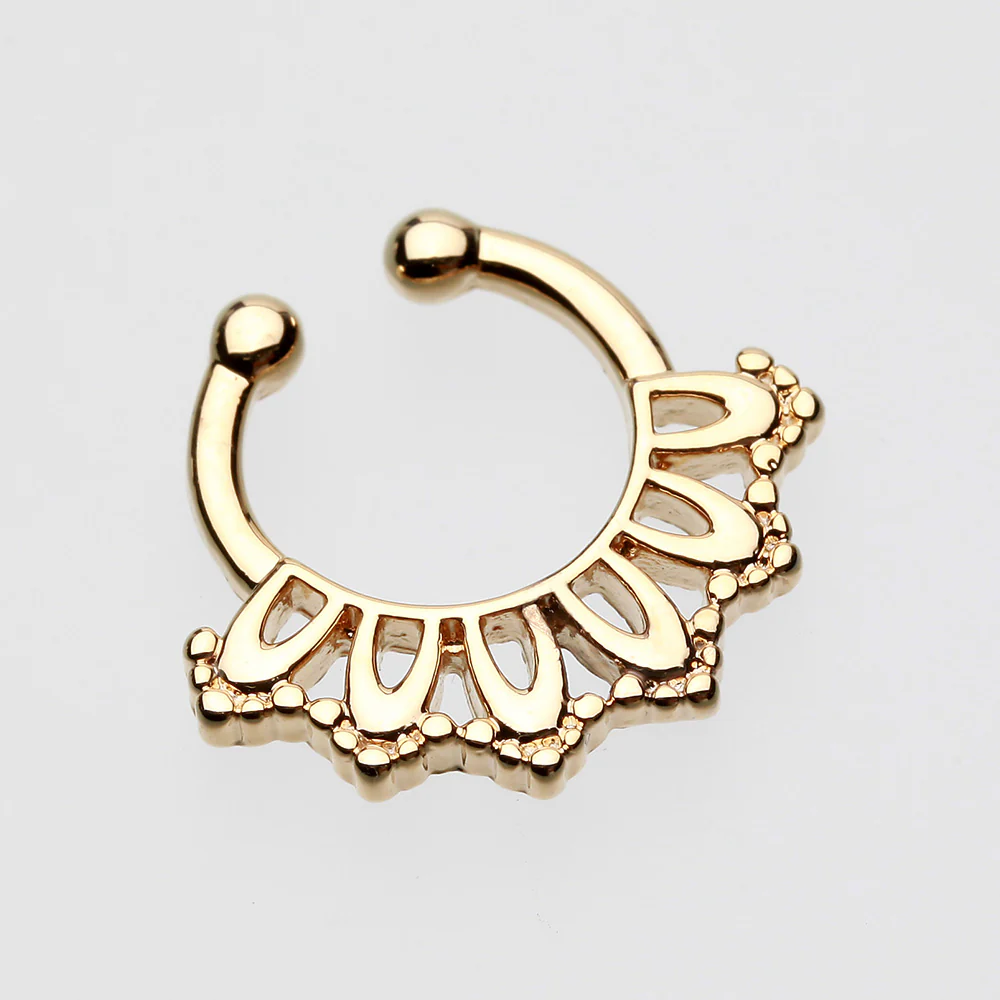Golden Kaltik Filigree Fake Septum Clip-On Ring - Image 3