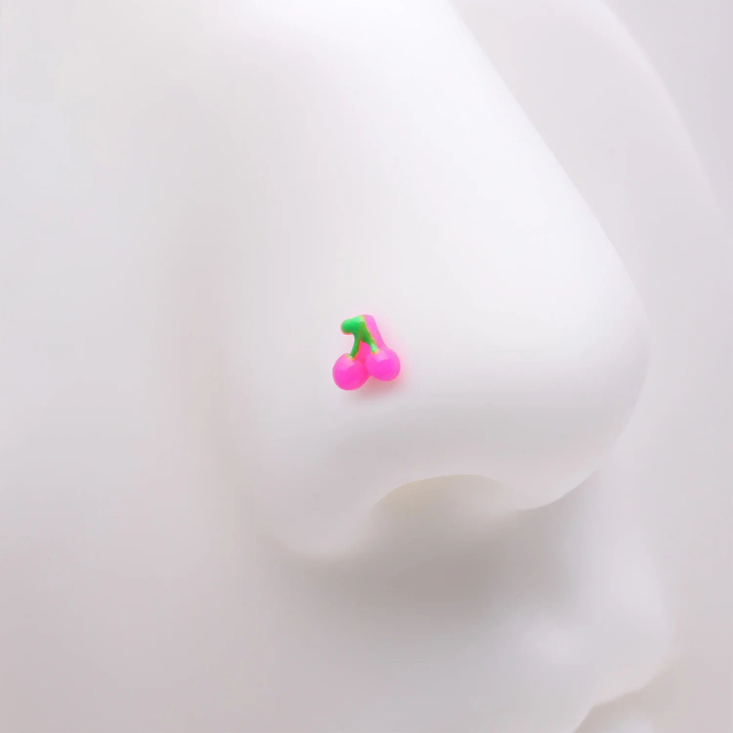 Golden Kawaii Pop Juicy Pink Cherry Nose Stud Ring - Image 2