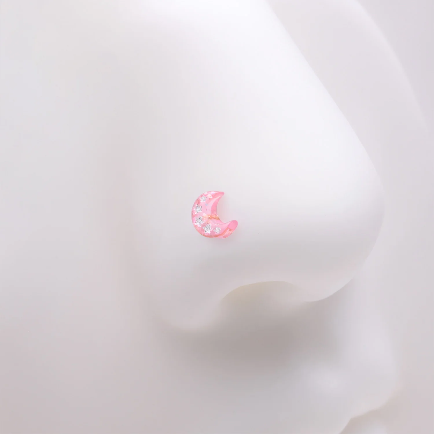Golden Kawaii Pop Moon Glitter Sparkle L-Shaped Nose Ring - Image 2