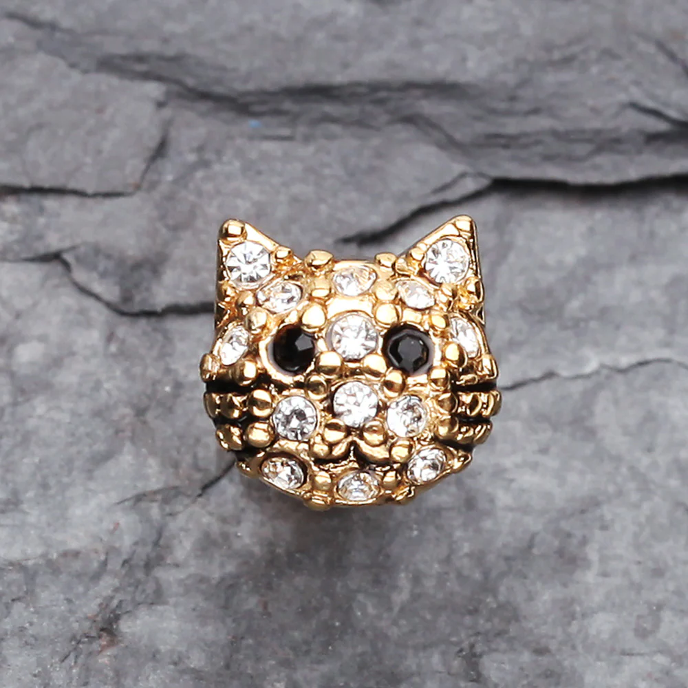 Golden Kitty Multi-Gem Cartilage Earring - Image 3