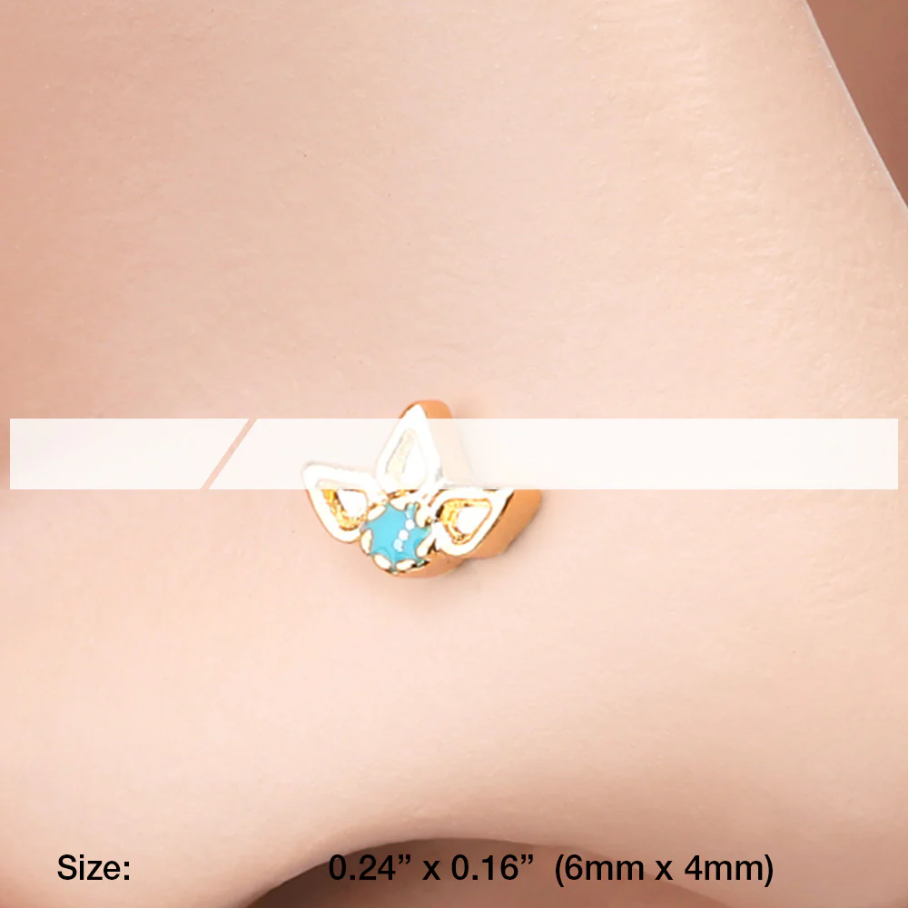 Golden Lotus Ornate Sparkle L-Shaped Nose Ring - Image 3