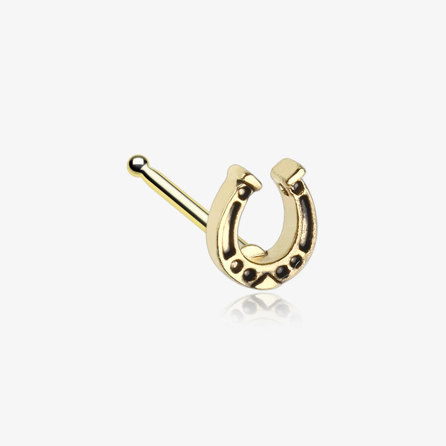 Golden Lucky Horseshoe Nose Stud Ring