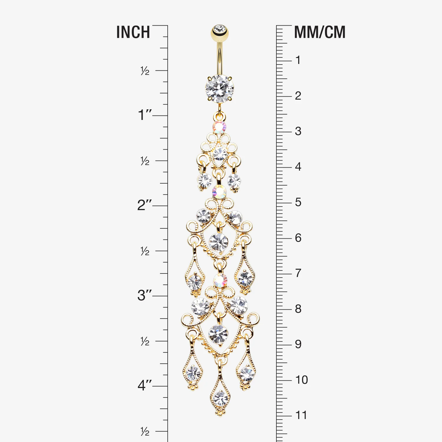 Golden Majestic Chandelier Belly Button Ring - Image 2