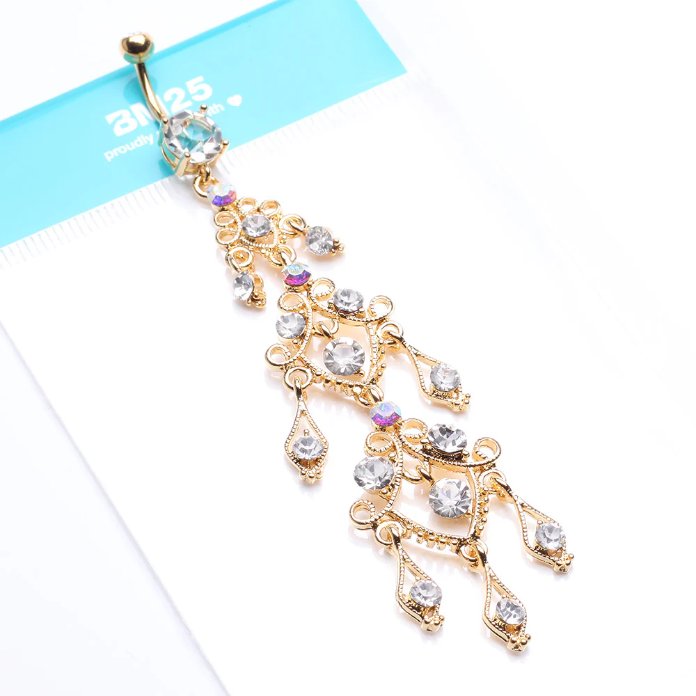 Golden Majestic Chandelier Belly Button Ring - Image 5