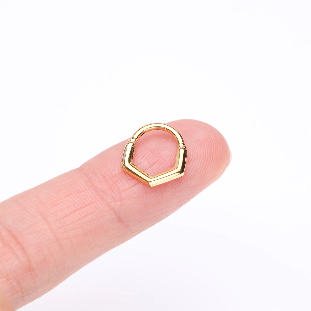 Golden Majestic Hexa Steel Seamless Clicker Hoop Ring - Image 3
