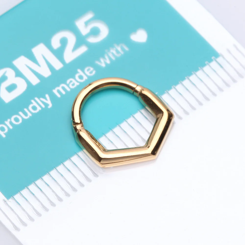Golden Majestic Hexa Steel Seamless Clicker Hoop Ring - Image 4