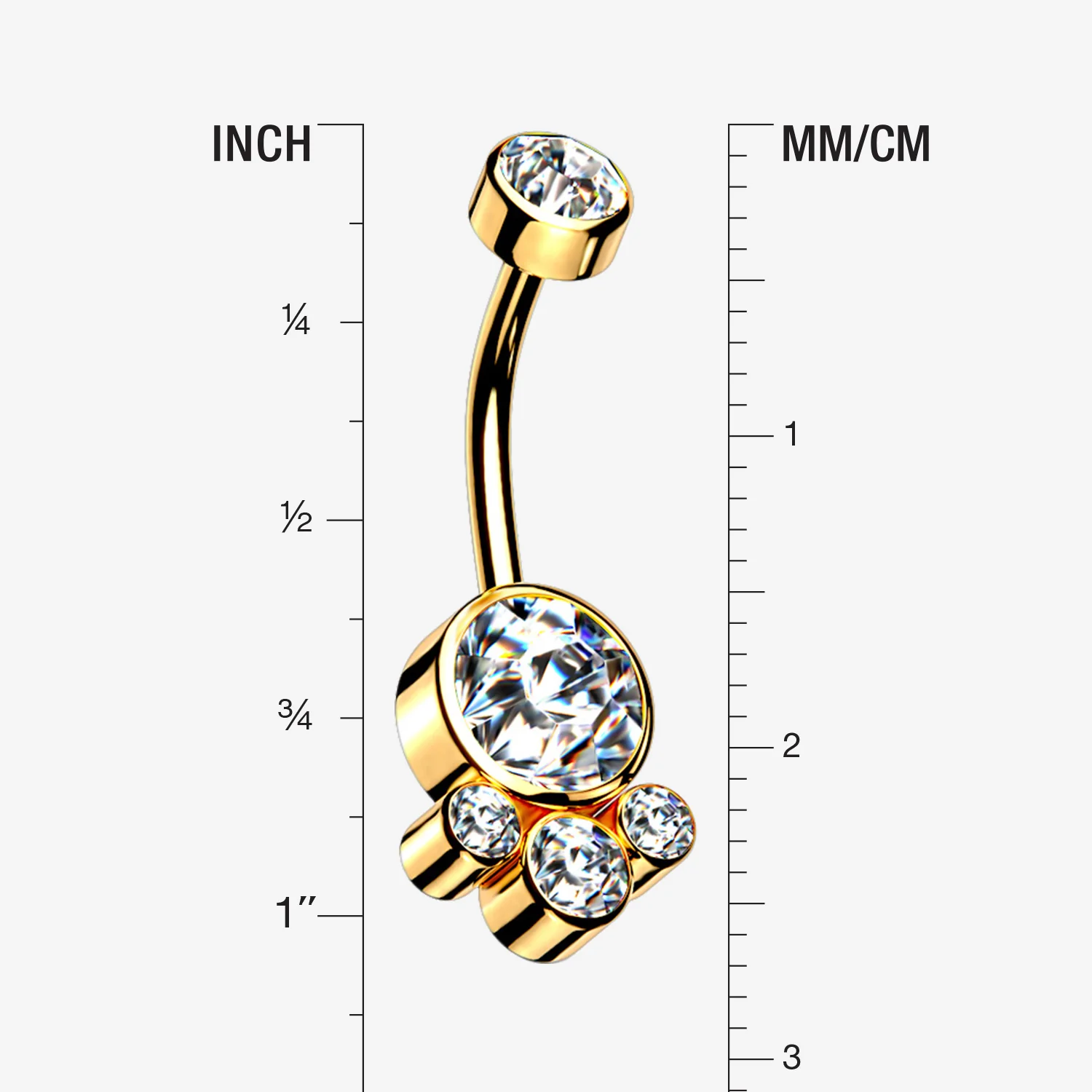 Golden Majestic Sparkle Bali Internally Threaded Belly Button Ring - Image 2