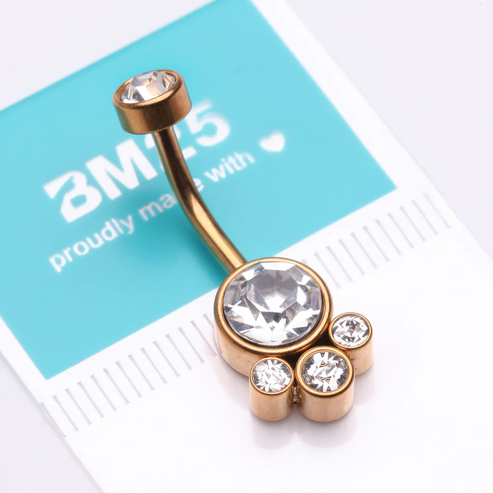 Golden Majestic Sparkle Bali Internally Threaded Belly Button Ring - Image 4