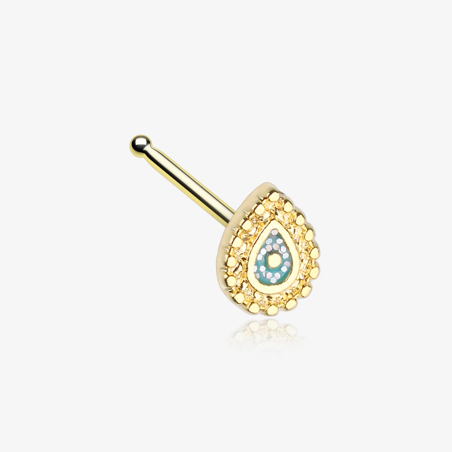 Golden Mandala Ornate Sparkle Nose Stud Ring
