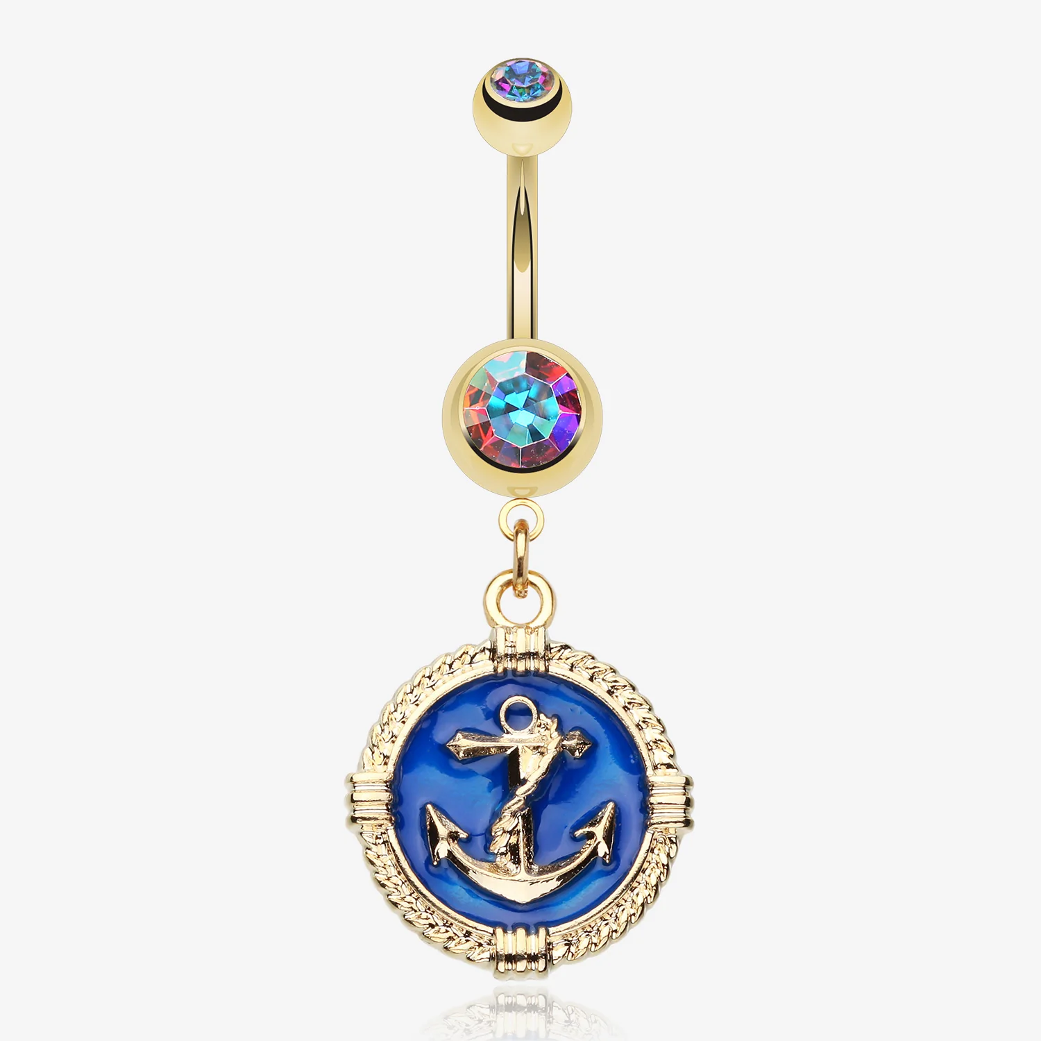 Golden Marine Anchor Rivet Belly Button Ring